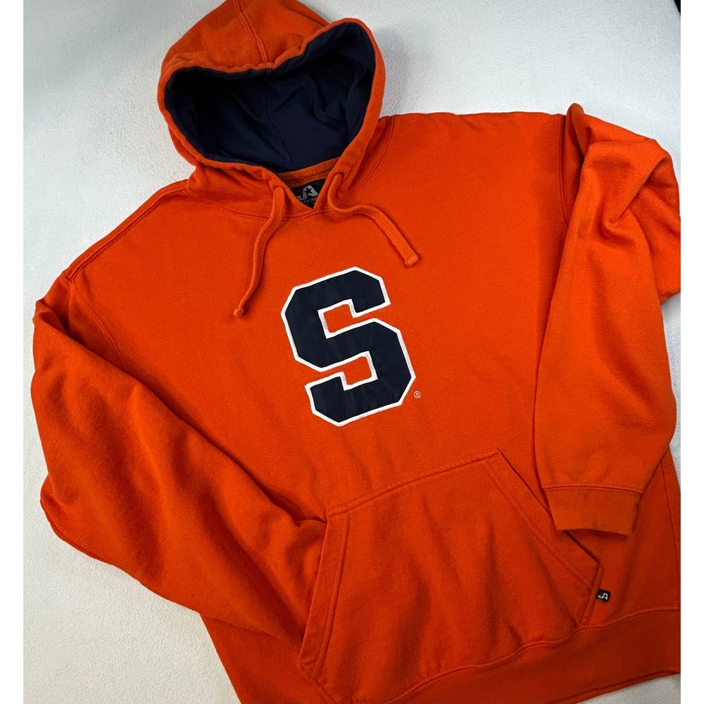 SYRACUSE ORANGEMEN Hoodie Mens Large Navy Contrast Hood Lining Applique Logo